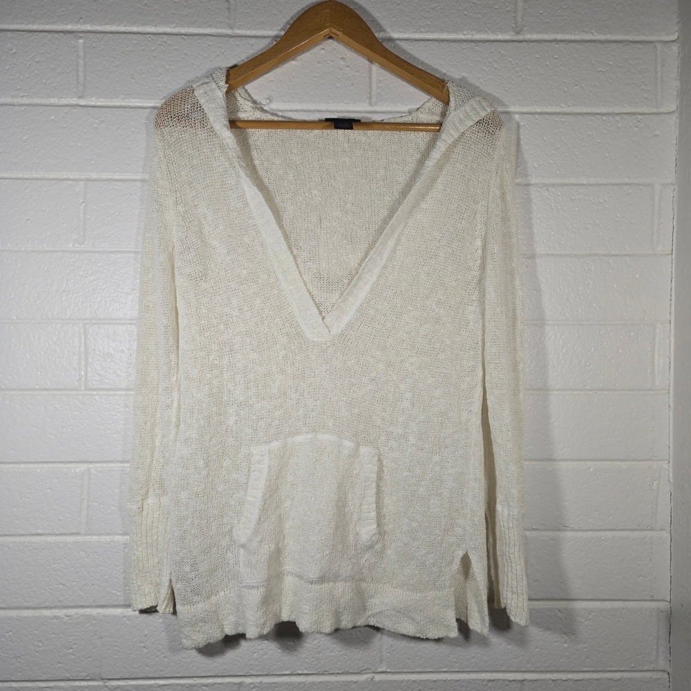 Lane Bryant Sweater Hoodie 14/16 Linen Blend Knit Coverup Beach Boho Resortwear
